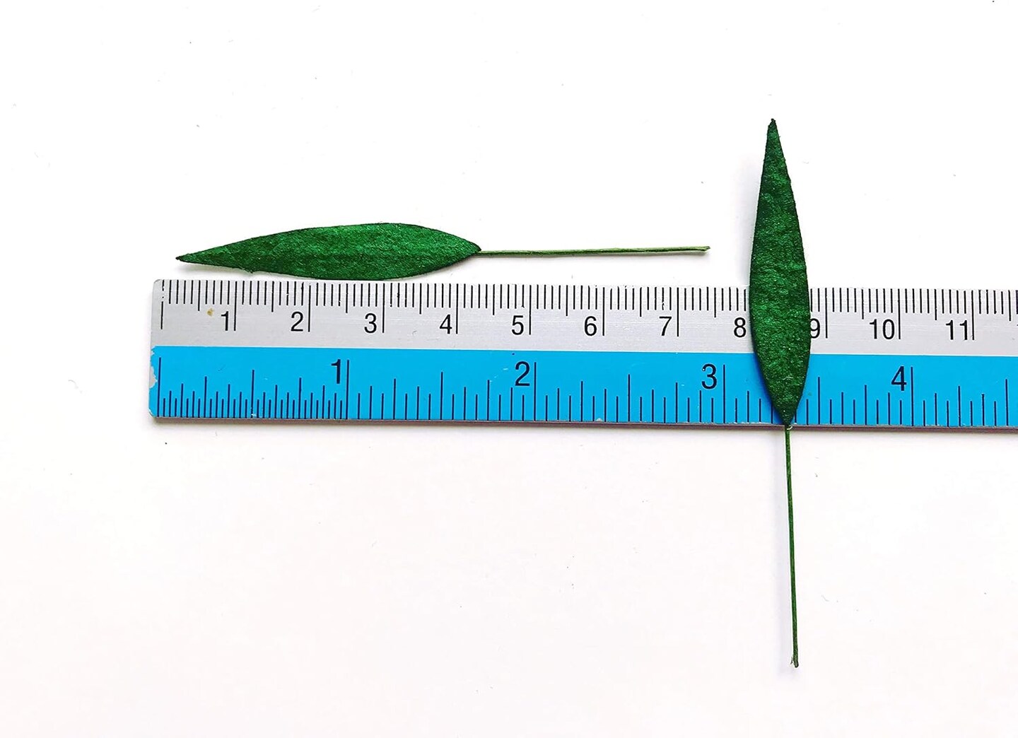 50-Piece Mixed Green Mulberry Paper Leaves with Wire Stems - 8mm Mini Grass Leaf Embellishments - Handmade Craft Supplies for Scrapbooking, Card Making, Wedding Decor, and DIY Floral Arrangements