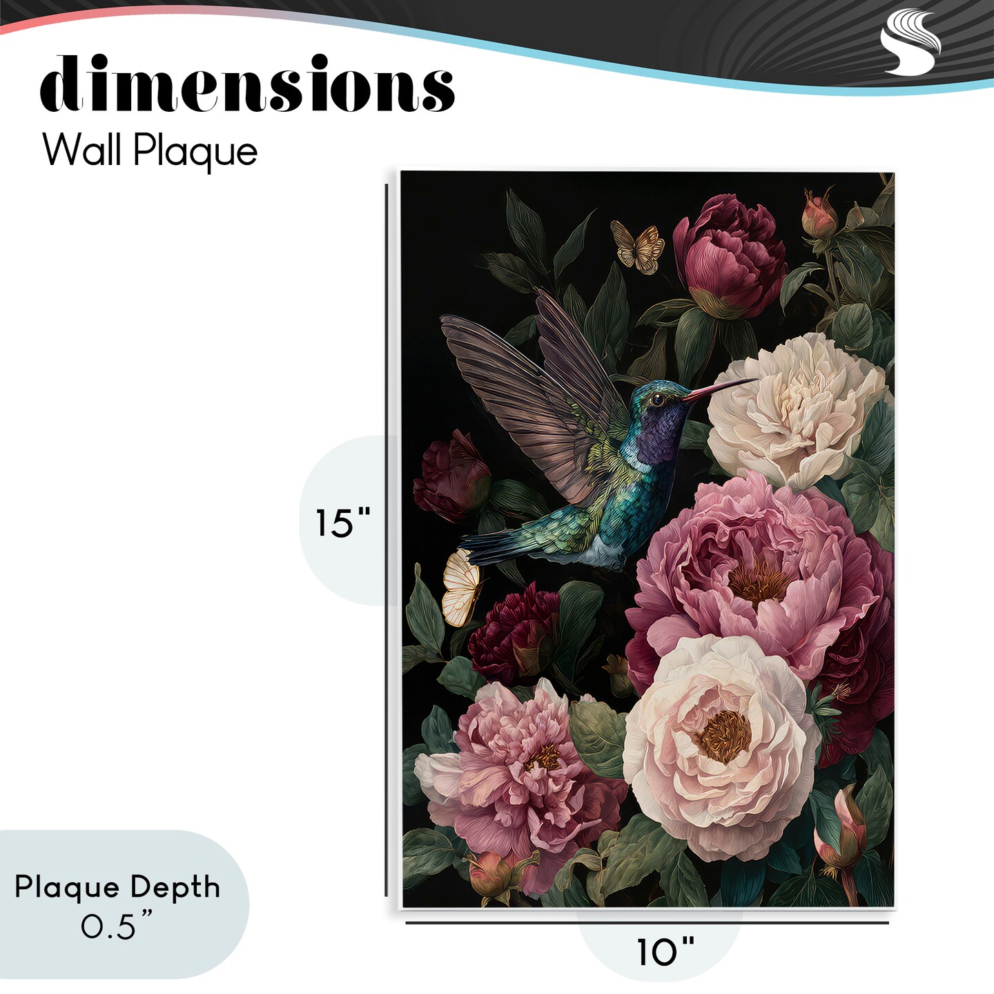 Stupell Industries Hummingbird & Lush Peonies Wall Plaque, design by The Wands Want