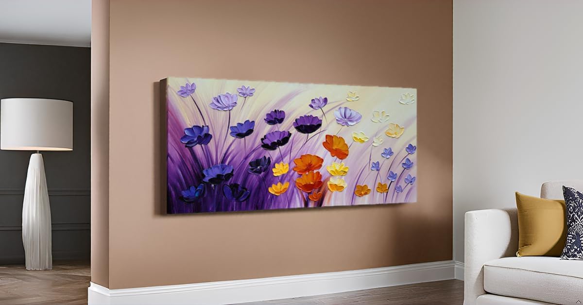 Flower Canvas Wall Art - Hand Painted Colorful Poppy Painting