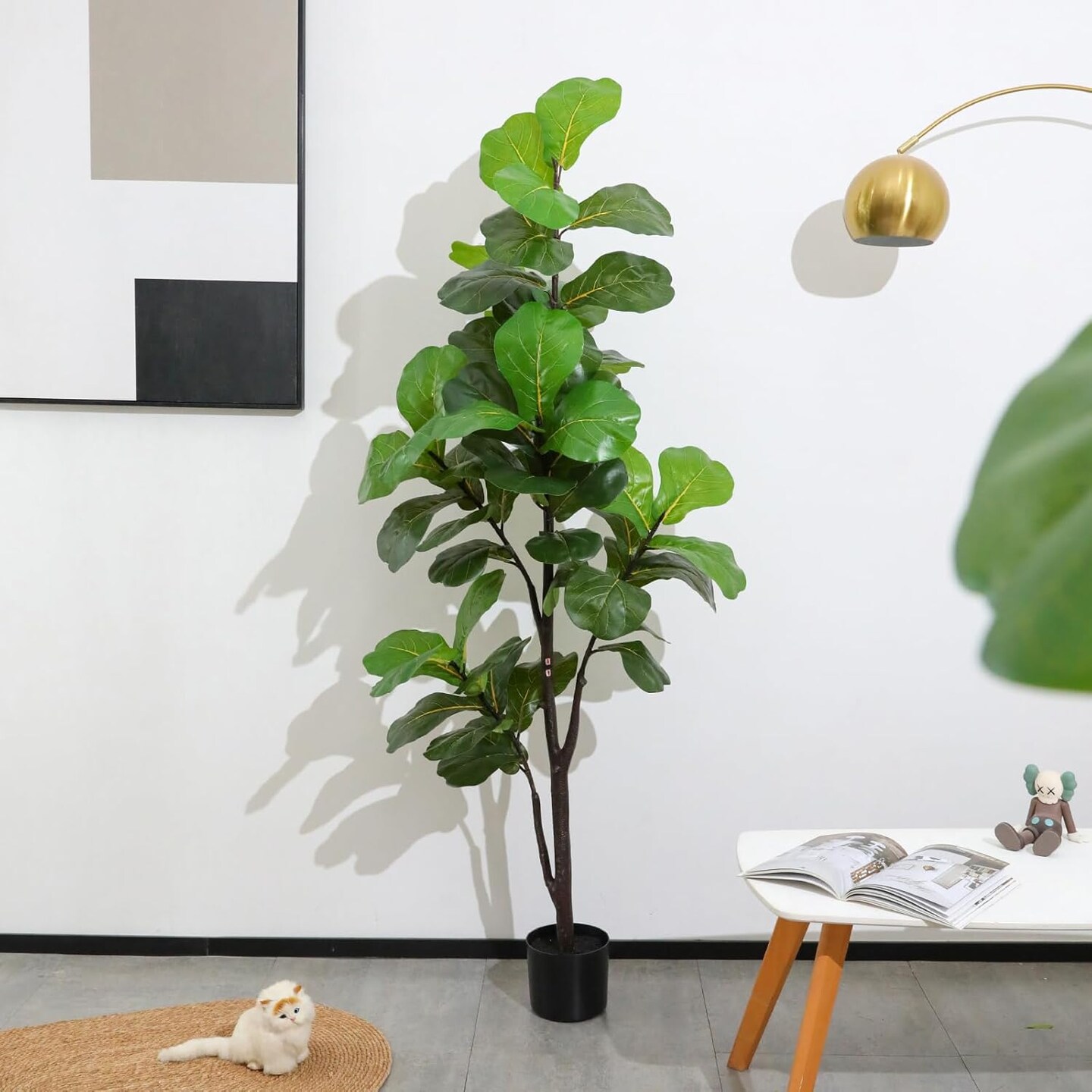 6ft Artificial Fiddle Leaf Fig Tree – Faux Ficus with Pot for Indoor/Outdoor Home & Office Decor