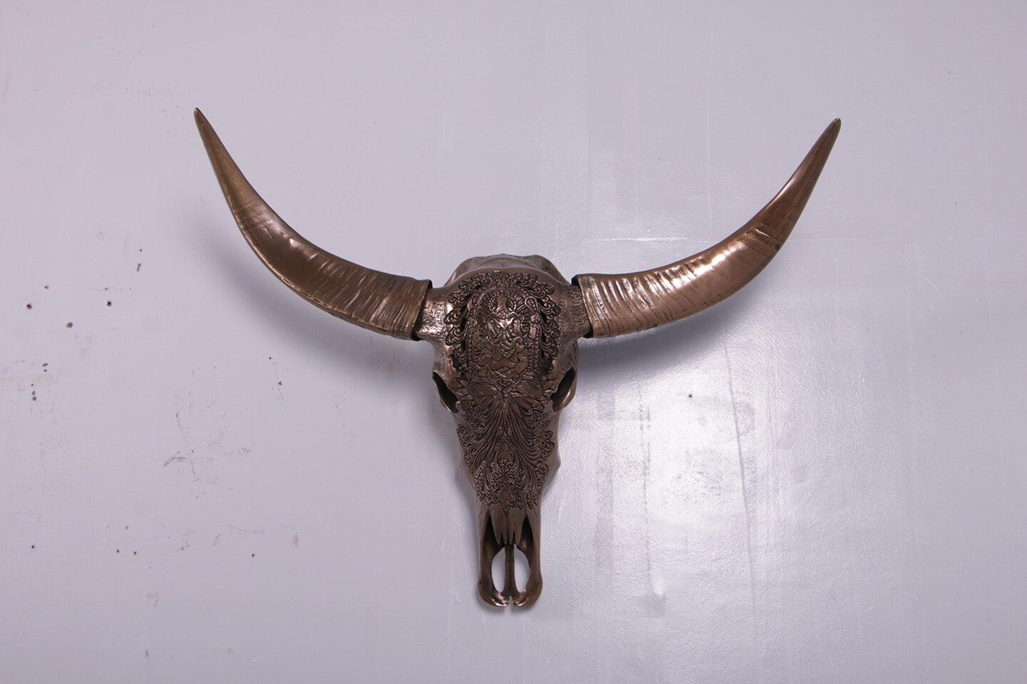 Bronze Bull Skull Life Size Statue