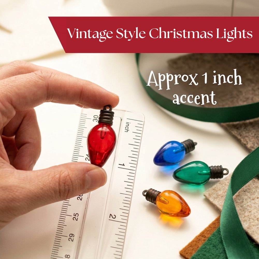 Buttons Galore Vintage Christmas Light Buttons – 50-Piece Retro Holiday Craft & Sewing Embellishments, Translucent Bulb Buttons for DIY, Scrapbooking & Decorations