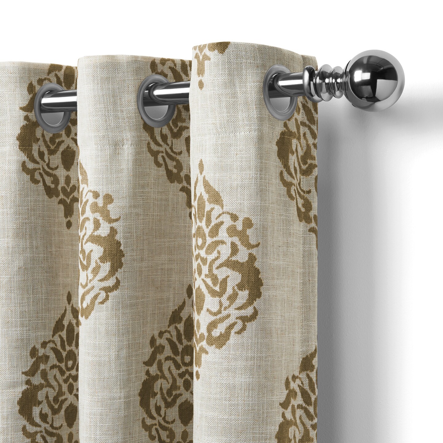 Threadmade Home Navara Medallion Room Darkening Window Curtain, Natural - 52"W x 95"L