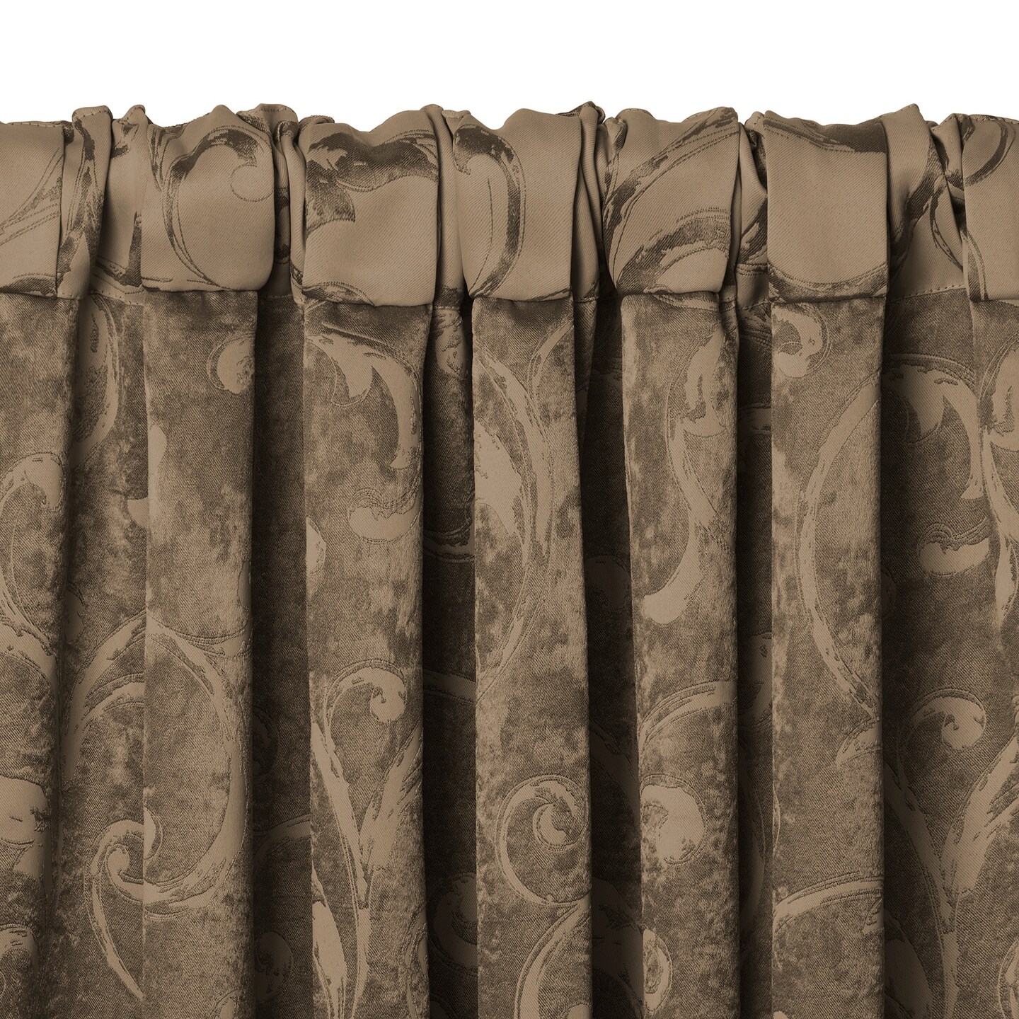 Threadmade Home Mia Jacquard Scroll Blackout Window Curtain, Taupe - 52"W x 84"L