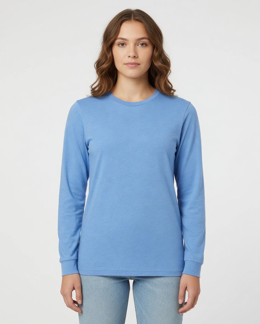 BELLA + CANVAS® Heather CVC Long Sleeve Crewneck T-Shirt for Layering Style & Custom Print Essential Tee