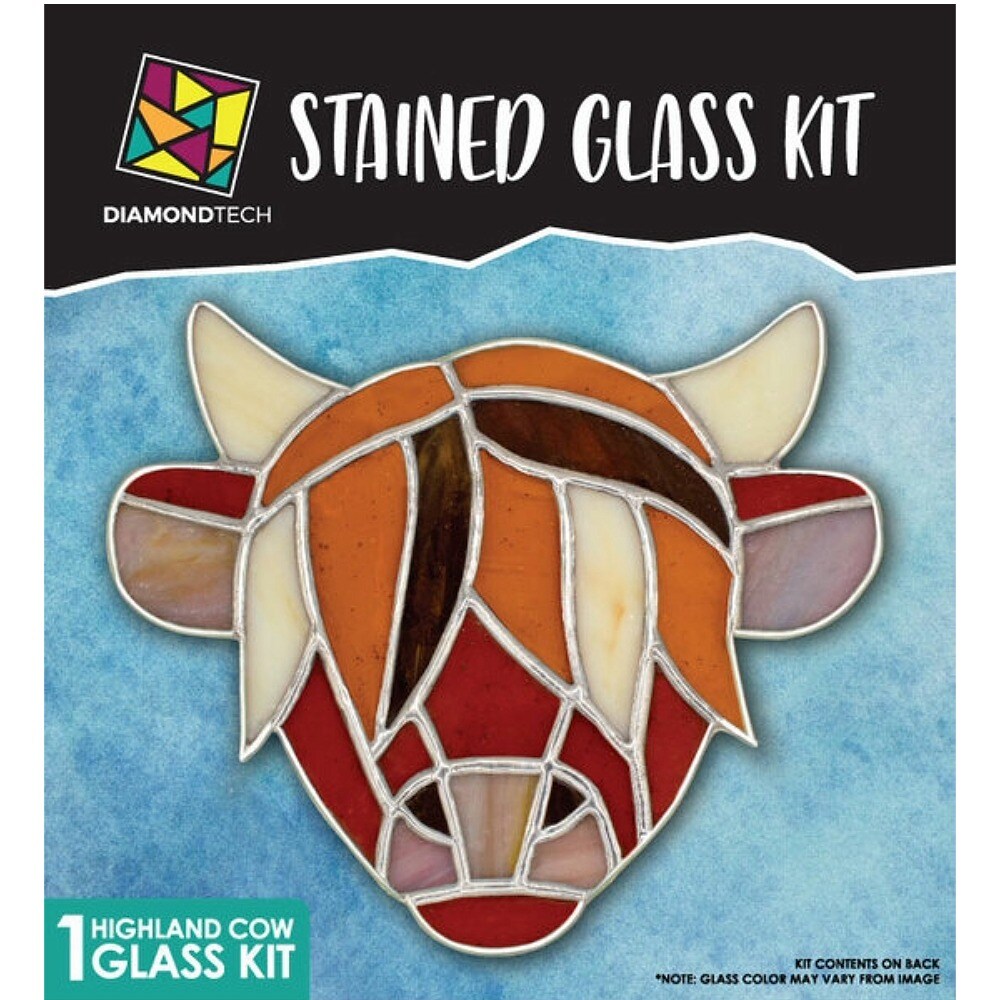 Highland Cow Pre-Cut Stained Glass Kit-Make Your own Beautiful Glass Project.