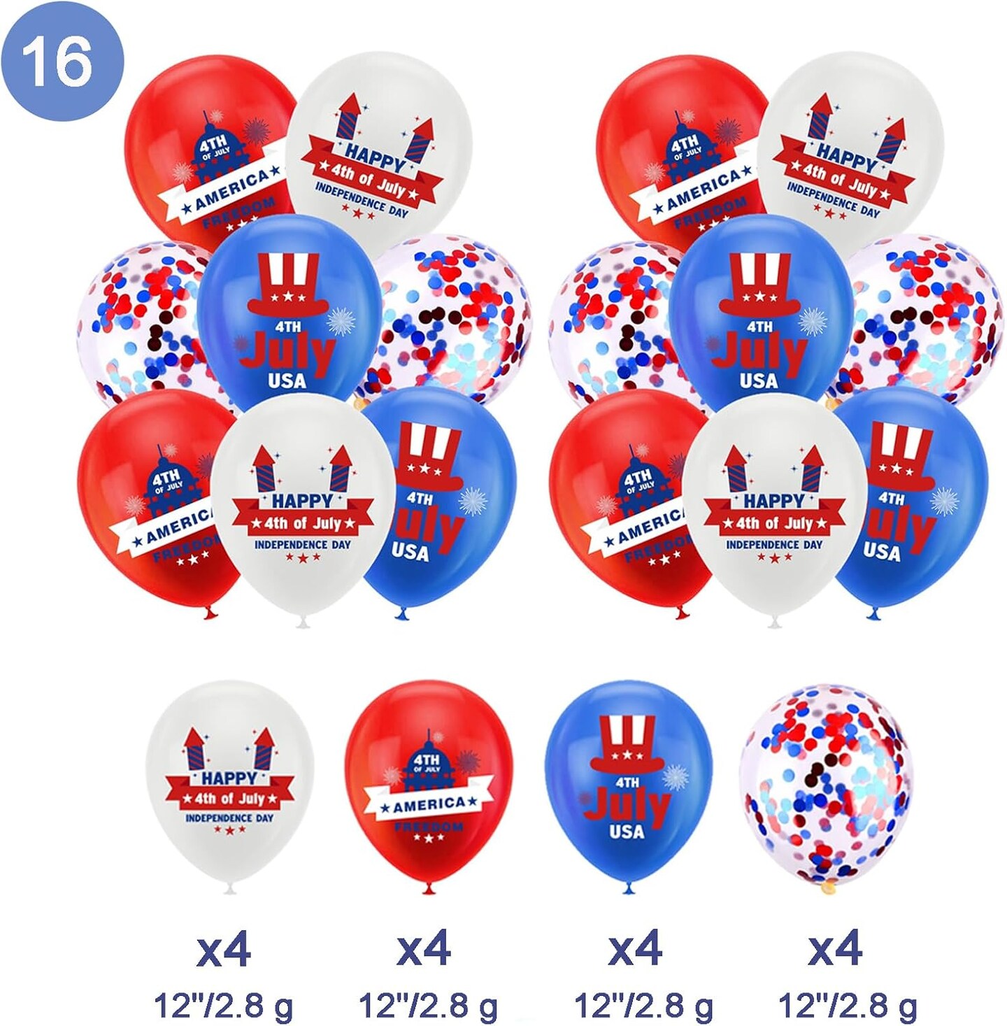 4th of July Patriotic Decorations Set, 36 Pcs Independence Day Party Set American Memorial Day Decor Accessories