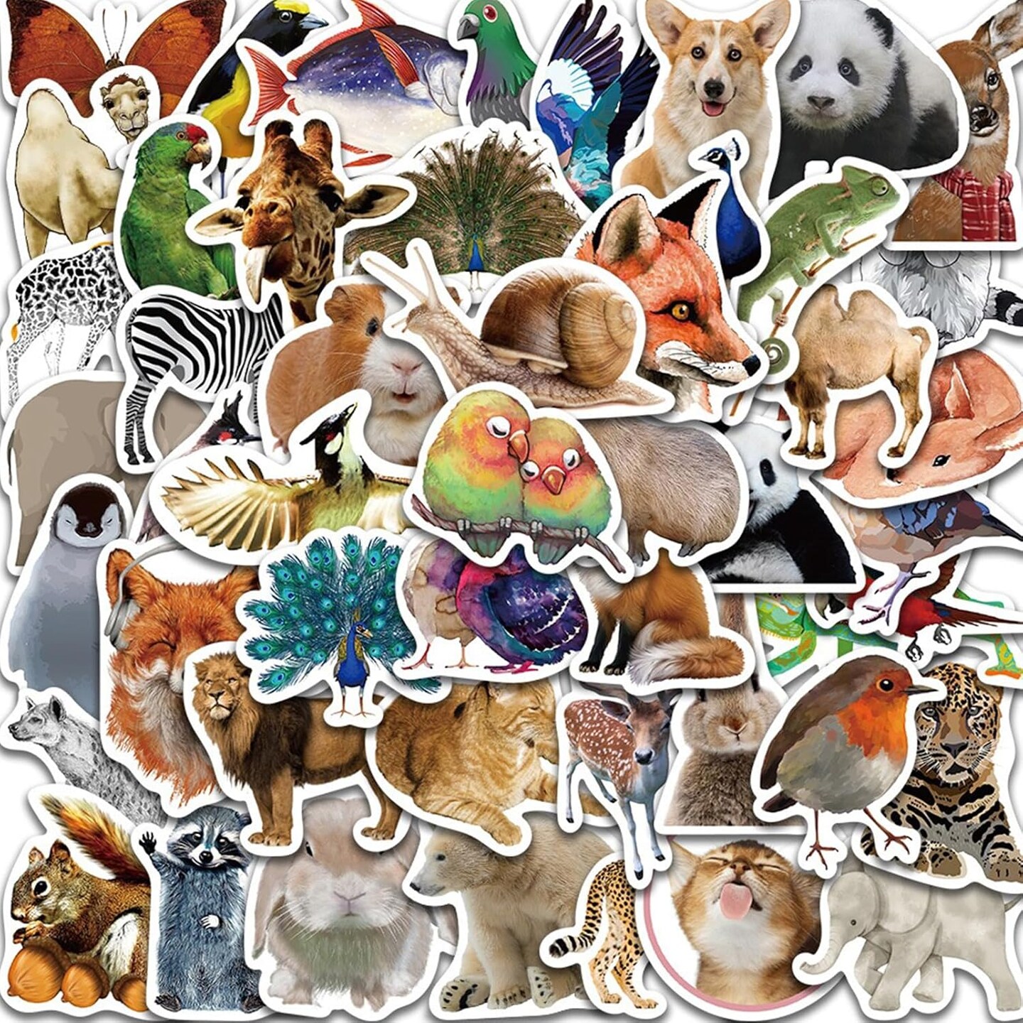 100PCS Cute Animal Stickers, Realistic Animals Aesthetic Decals Vinyl Waterproof Zoo Animals Stickers
