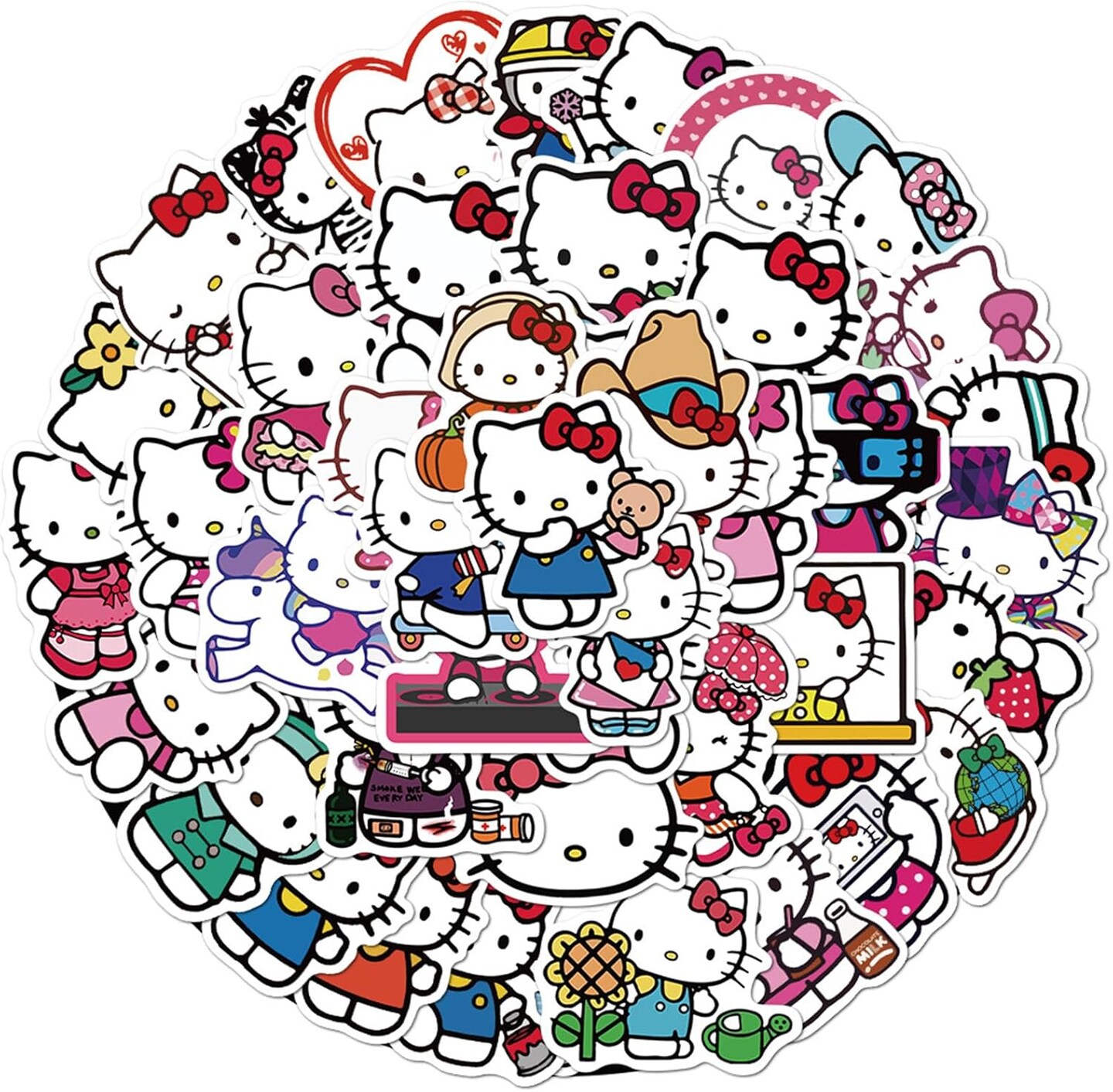 50pcs Cute Cartoon Hello Kitty Stickers for Kids Teens