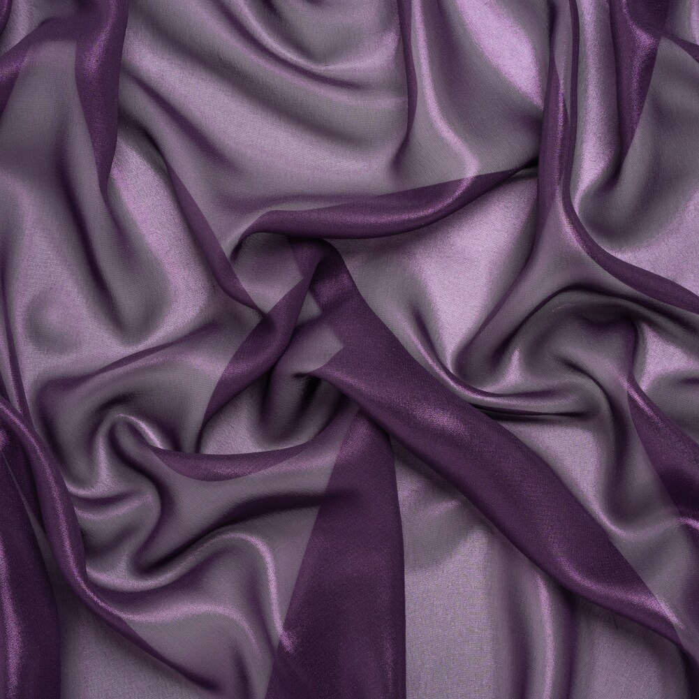 1 Yard Purple on Purple Liquid Sheen Metallic Polyester Chiffon Sheer Fabric 60" Width