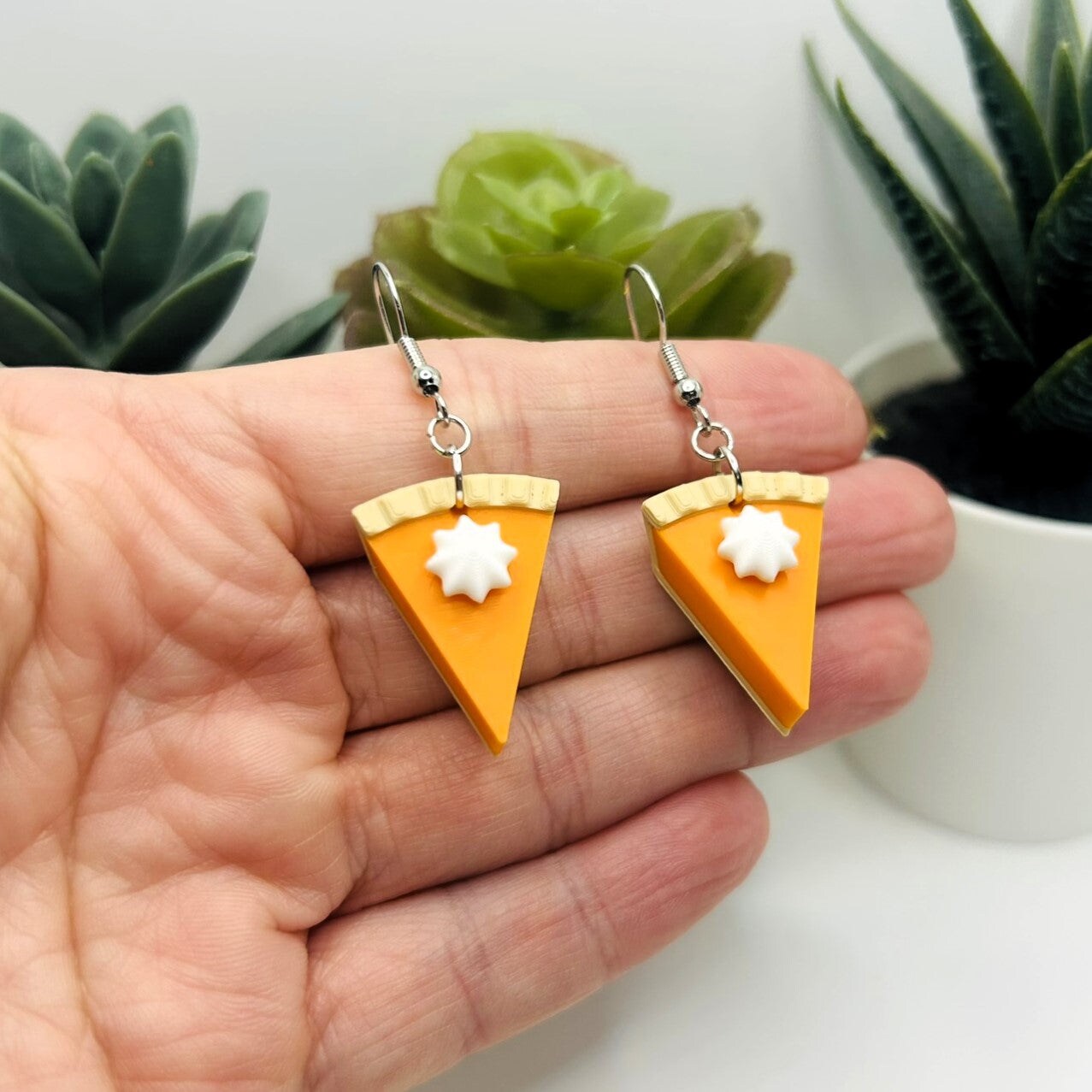 Pumpkin Pie Earrings with Whipped Cream