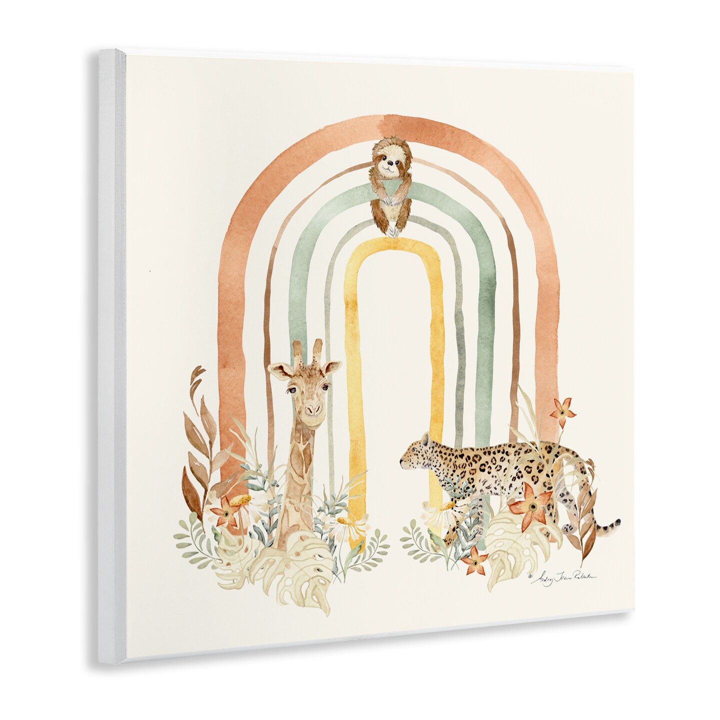 Stupell Industries Jungle Animals Soft Rainbow Wall Plaque, design by Audrey Jeanne Roberts