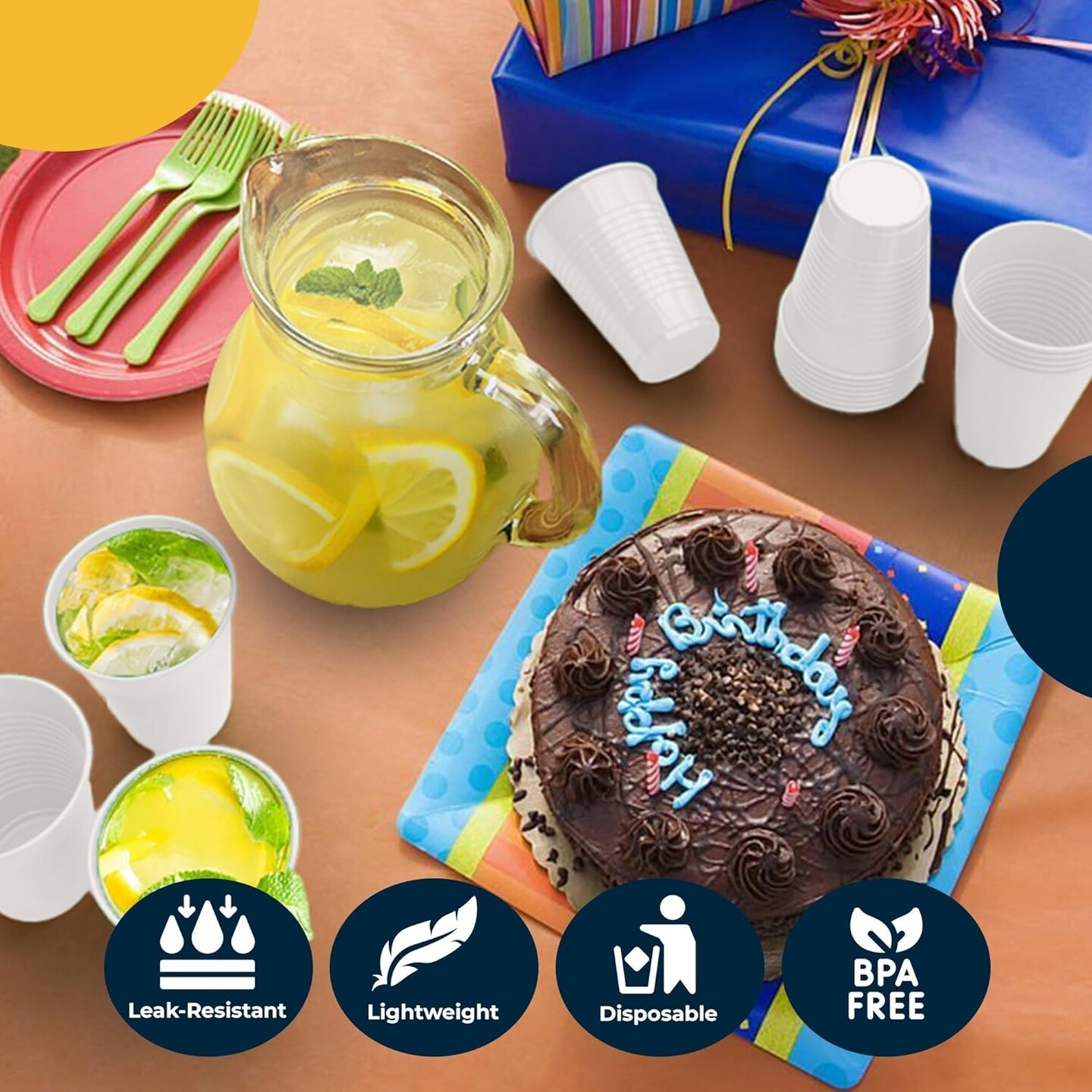 Exquisite Party Solids 12 Oz Plastic Cups – 100 Pack Disposable Cups for Parties & Events | Durable Plastic Party Cups | Bulk Drink Cups for Soda, plastic cup | Recyclable Disposable Cups for Everyday Use & Celebrations