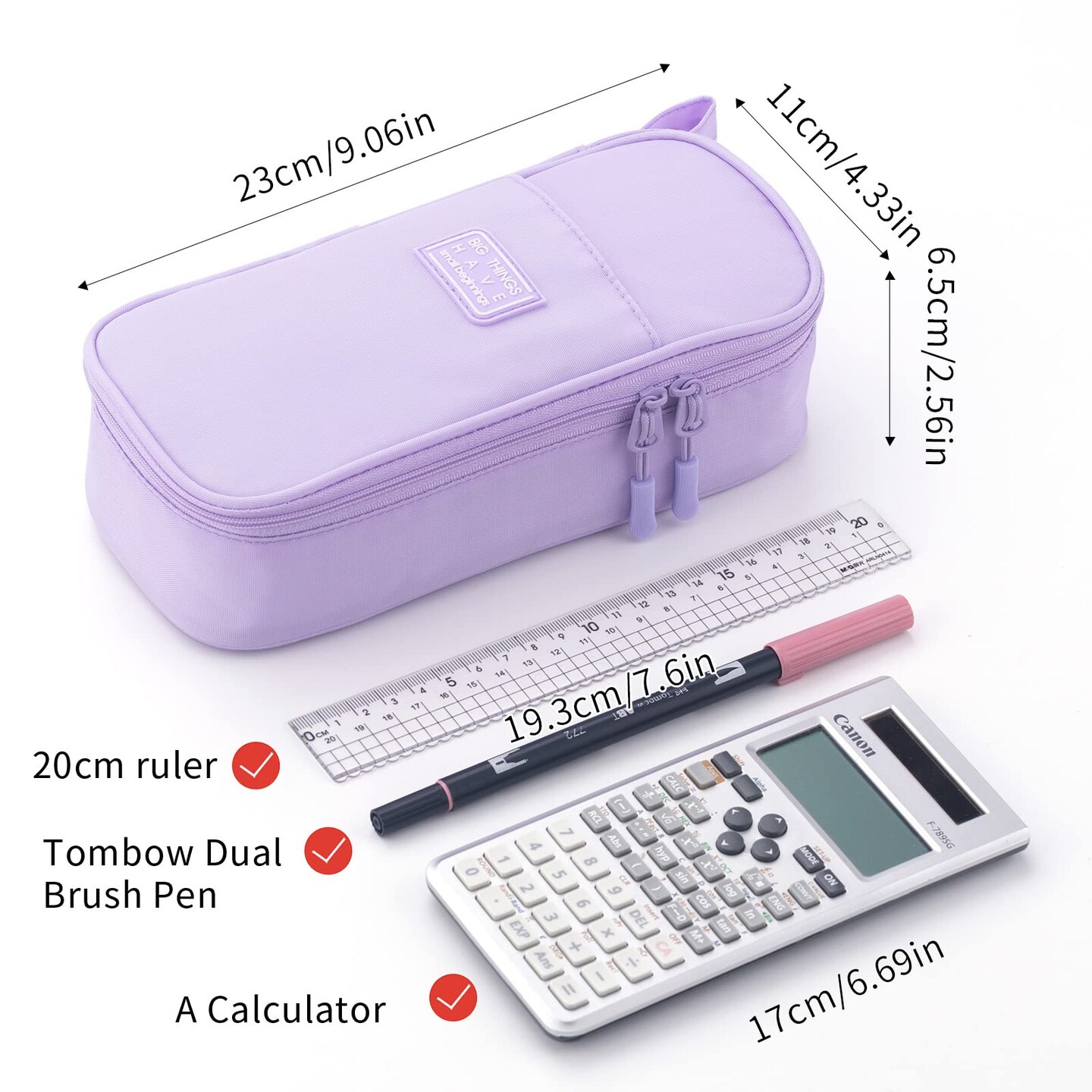 Durable Pen Pencil Case Big Storage Pen Pouch Bag for School Supplies Office College Teen Girls Adults, Purple