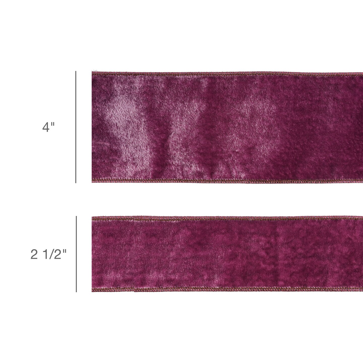 LaRibbons 2 1/2" - 4" Wired Premium Velvet Ribbon w/ Metallic Dupioni Backing | 5 Yard Roll
