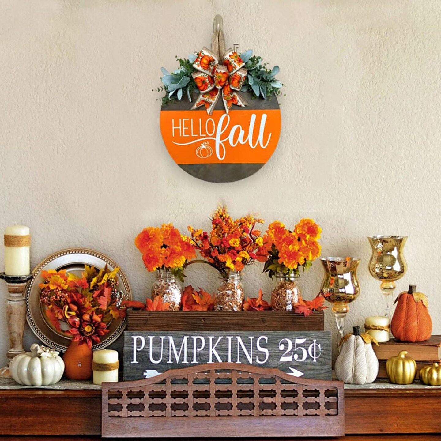Hello Fall Wreath Door Sign(&#x9;Hello Fall)