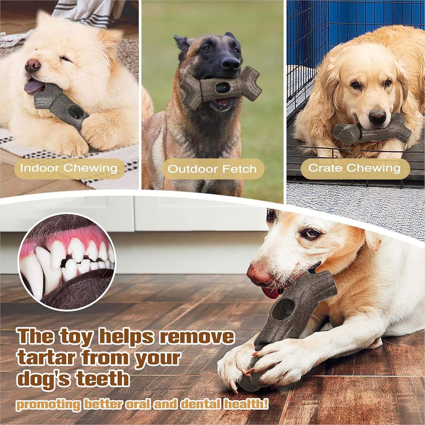 Durable Dog Chew Toy, Interactive Dental Chew Stick for Dogs 7.09" x 3.19" x 1.91"