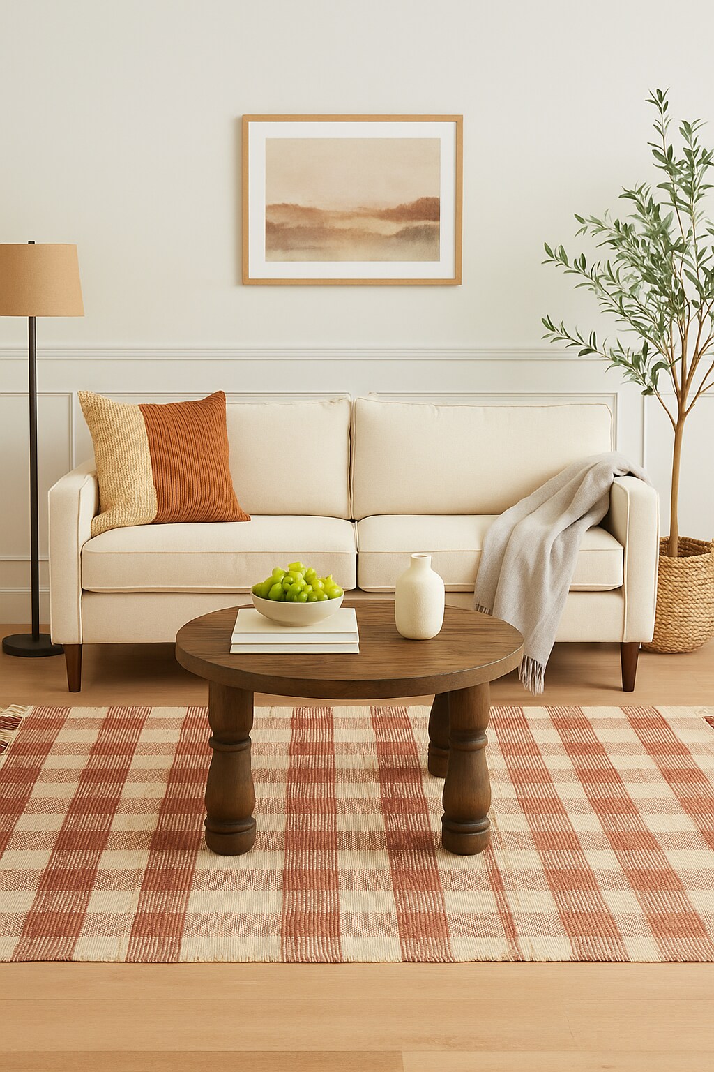 Handwoven Jute Rugs – Eco-Friendly Cotton Plaid Rug, Durable & Soft Area Rug (5x7 ft)
