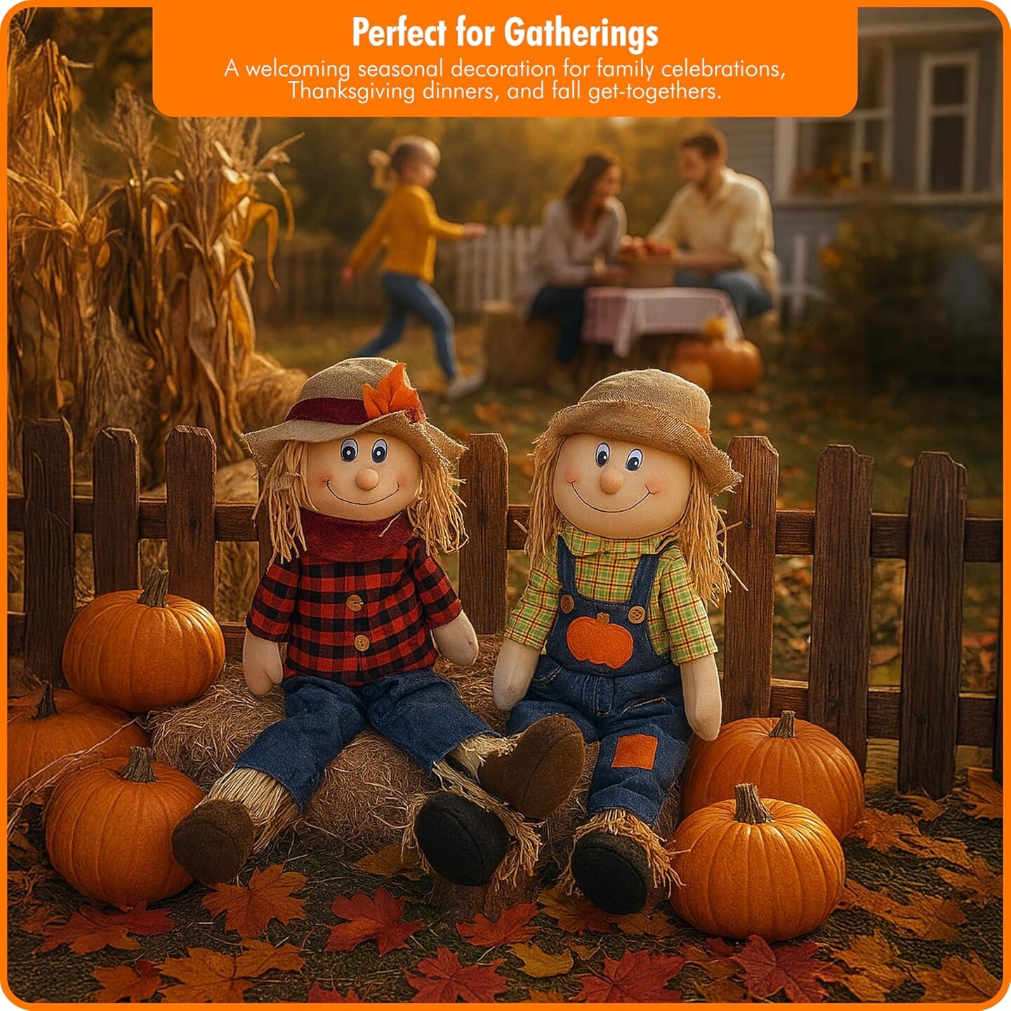 Outdoor Scarecrows Life Size (Set of 2, 12&#x22; x 38&#x22;)
