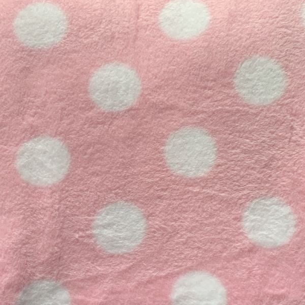 Dots on Pink Anti-Pill Fleece Fabric | By The Yard