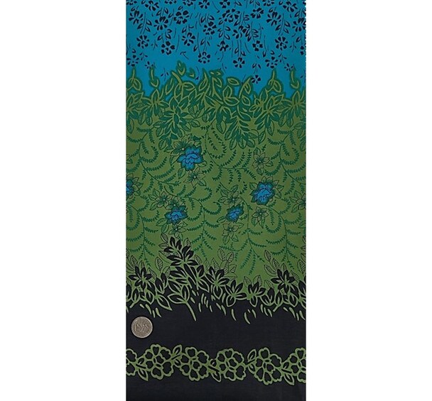 1 Yard Cotton Voile Fabric Double Border Navy or Turquoise Print 44/45" Width Apparel Fabric