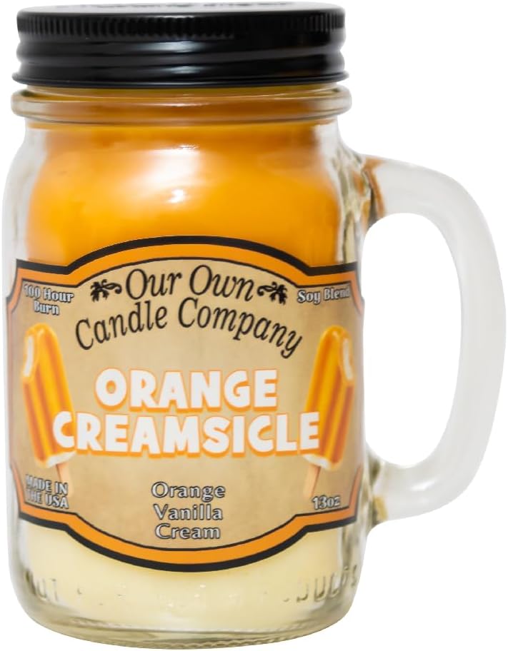 Orange Creamsicle Scented Mason Jar Candle, 100 Hour Burn Time, 13 Ounces