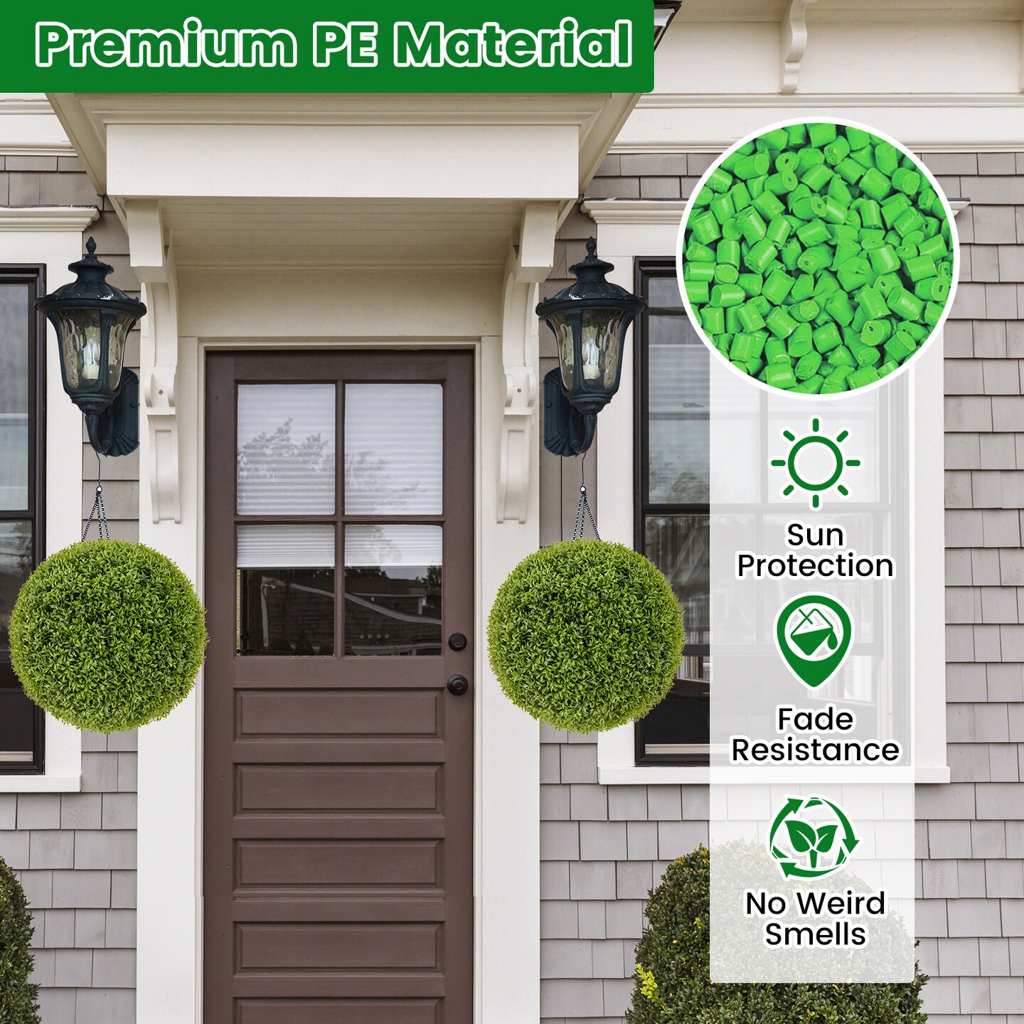 2 Pieces 20 Inch Artificial Plant Boxwood Topiary Ball Indoor and Outdoor Decoration