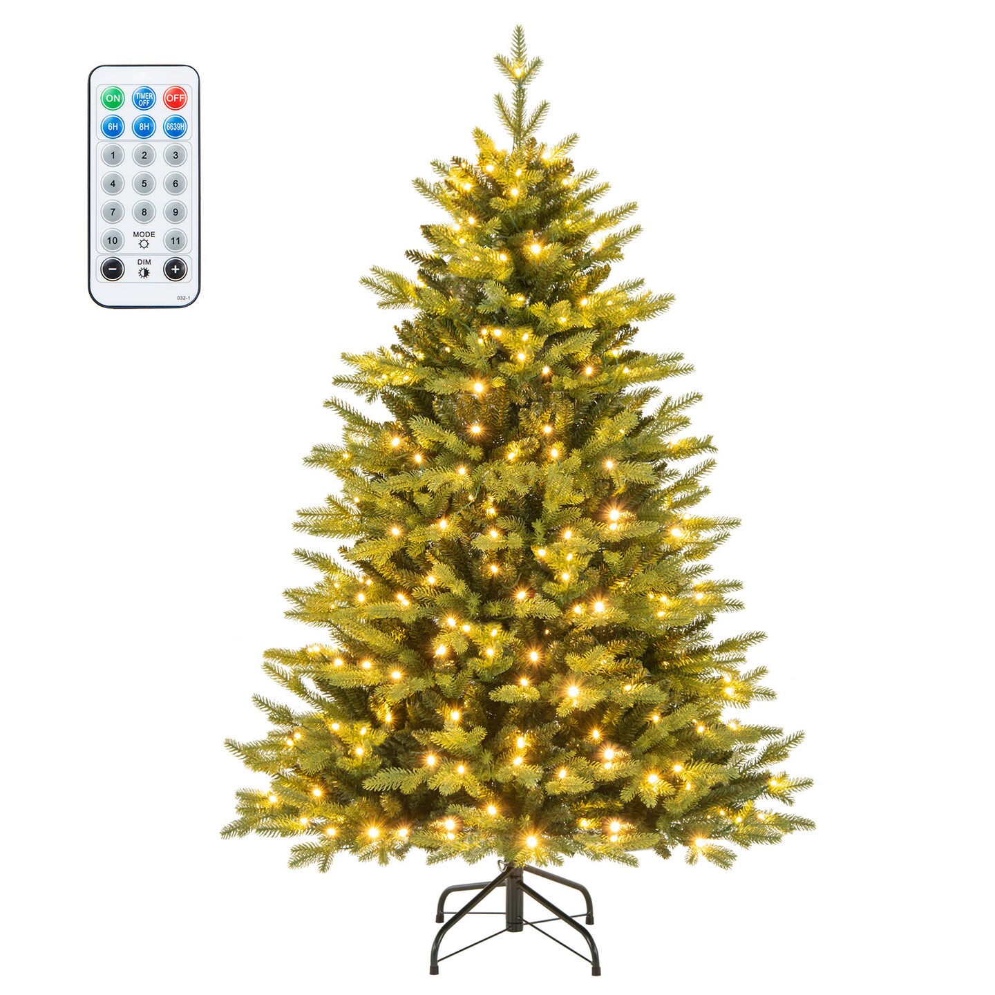 5 Feet Artificial Xmas Tree Hinged with 11 Lighting Modes and Remote Control