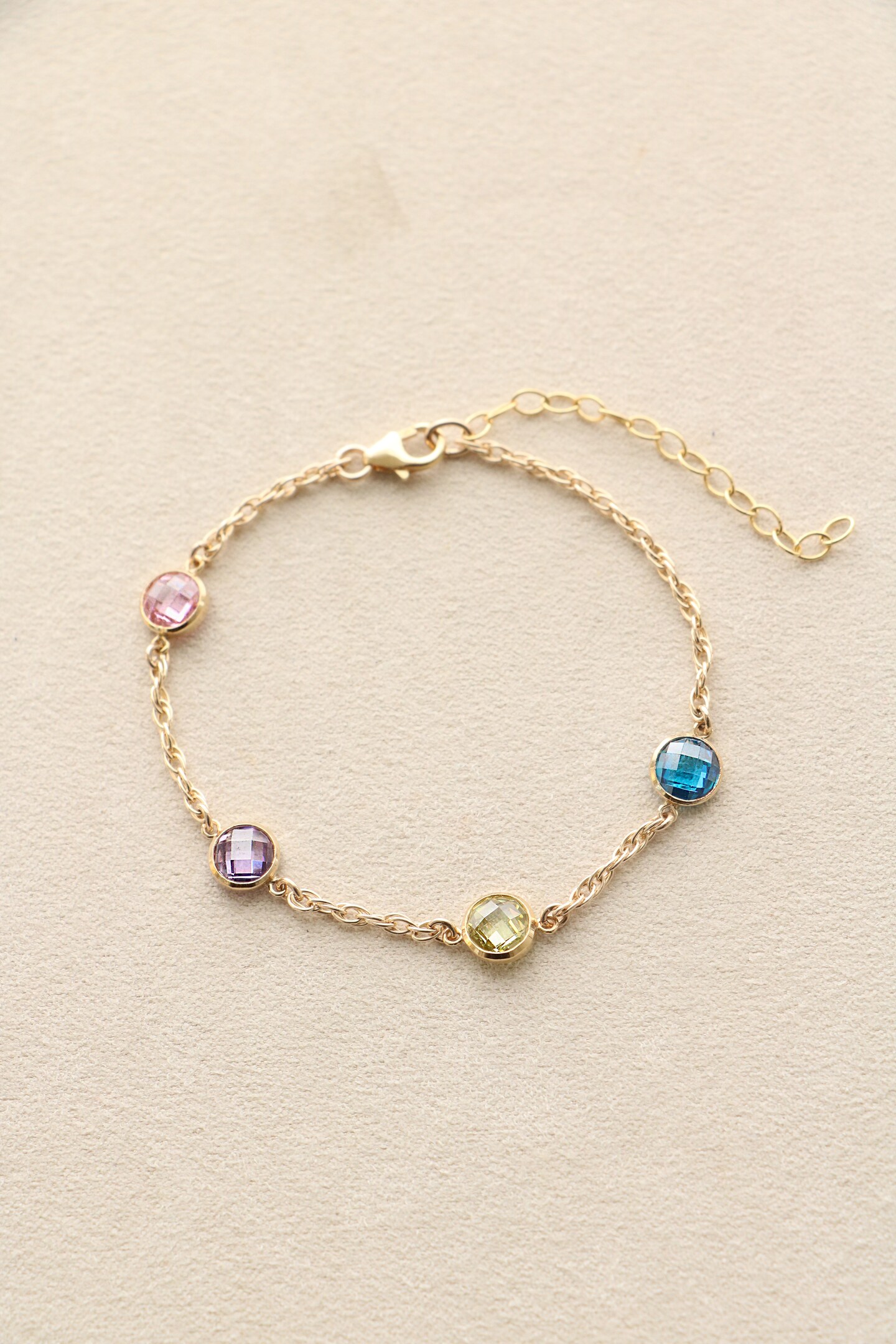 Custom Birthstone Bracelet - Multi-Birthstone Bracelet - CZ Birthstone Necklace - Gift for Mom - Waterproof Bracelet - Tarnish Resistant 436700691802783744