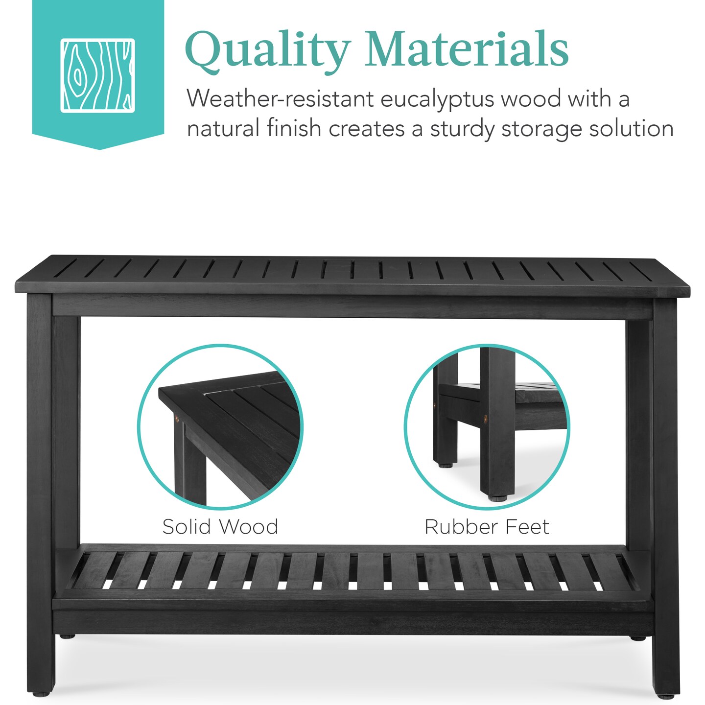 Best Choice Products 48in 2-Shelf Indoor Outdoor Wooden Console Table Multifunctional Buffet Bar Storage