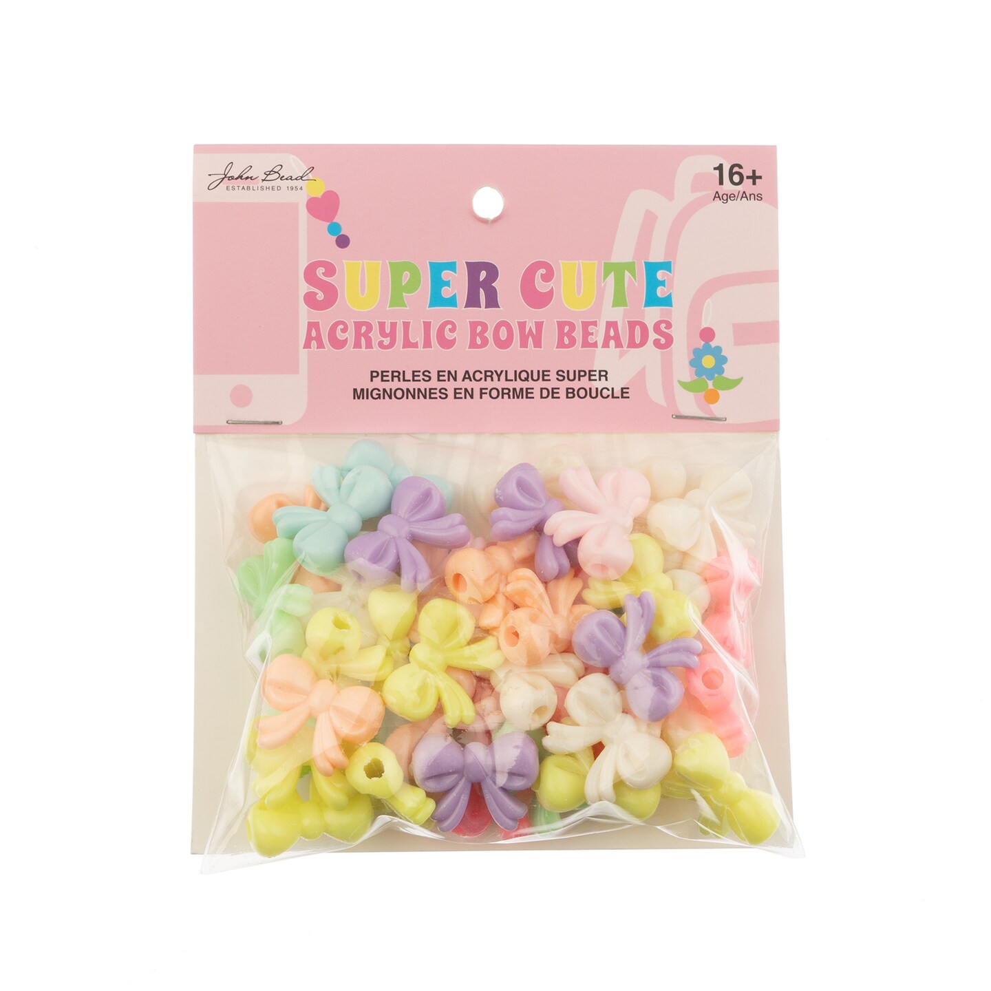 John Bead Super Cute Assorted Acrylic Bow Beads