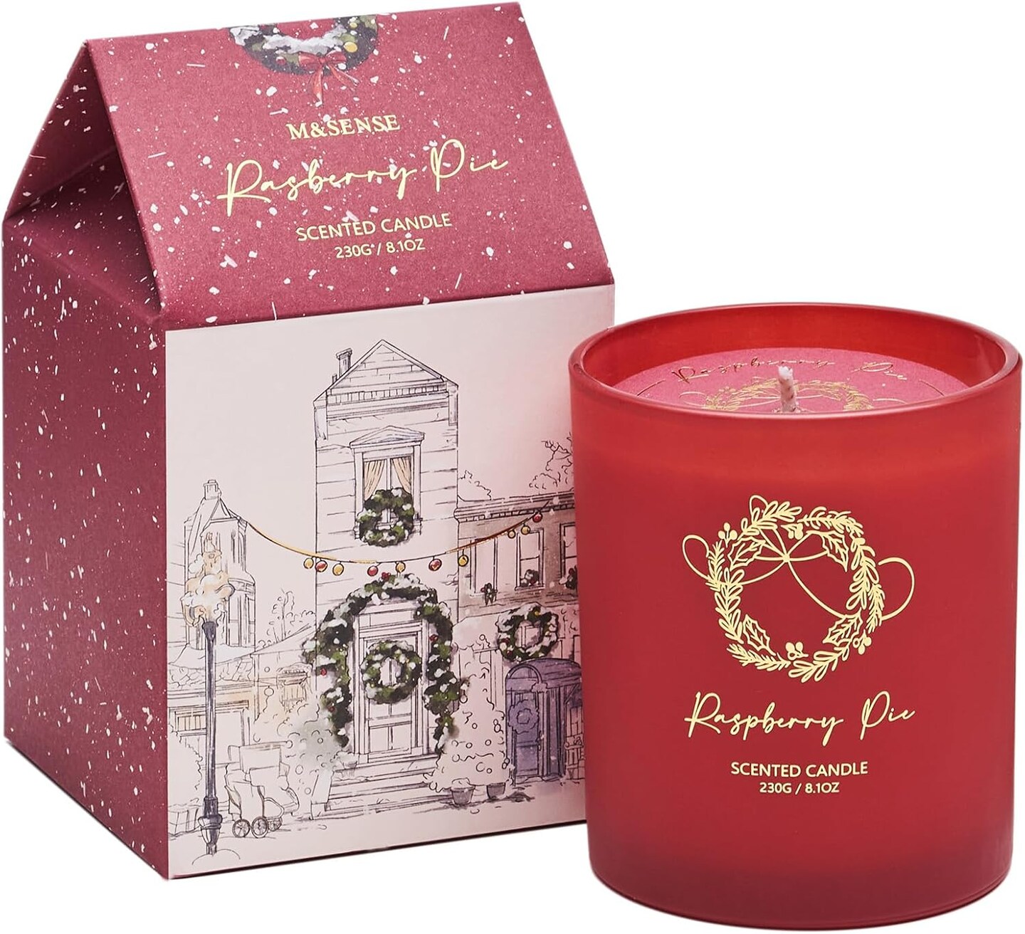 Christmas Holiday Candle - Raspberry Pie Scent, 8.1oz Soy Wax, Ideal Winter Home Decor Gift for Women and Men