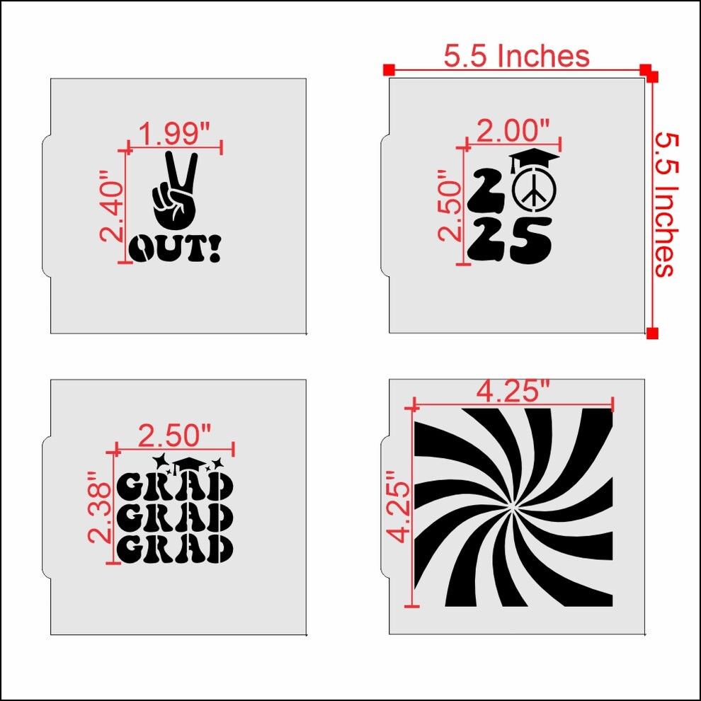 Peace Out Graduation Cookie Stencil Value Bundle