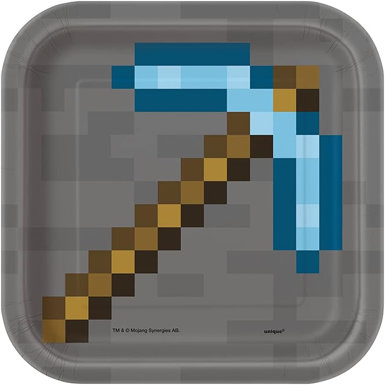 Minecraft Square 7&#x22; Dessert/Cake Plates  - 8ct
