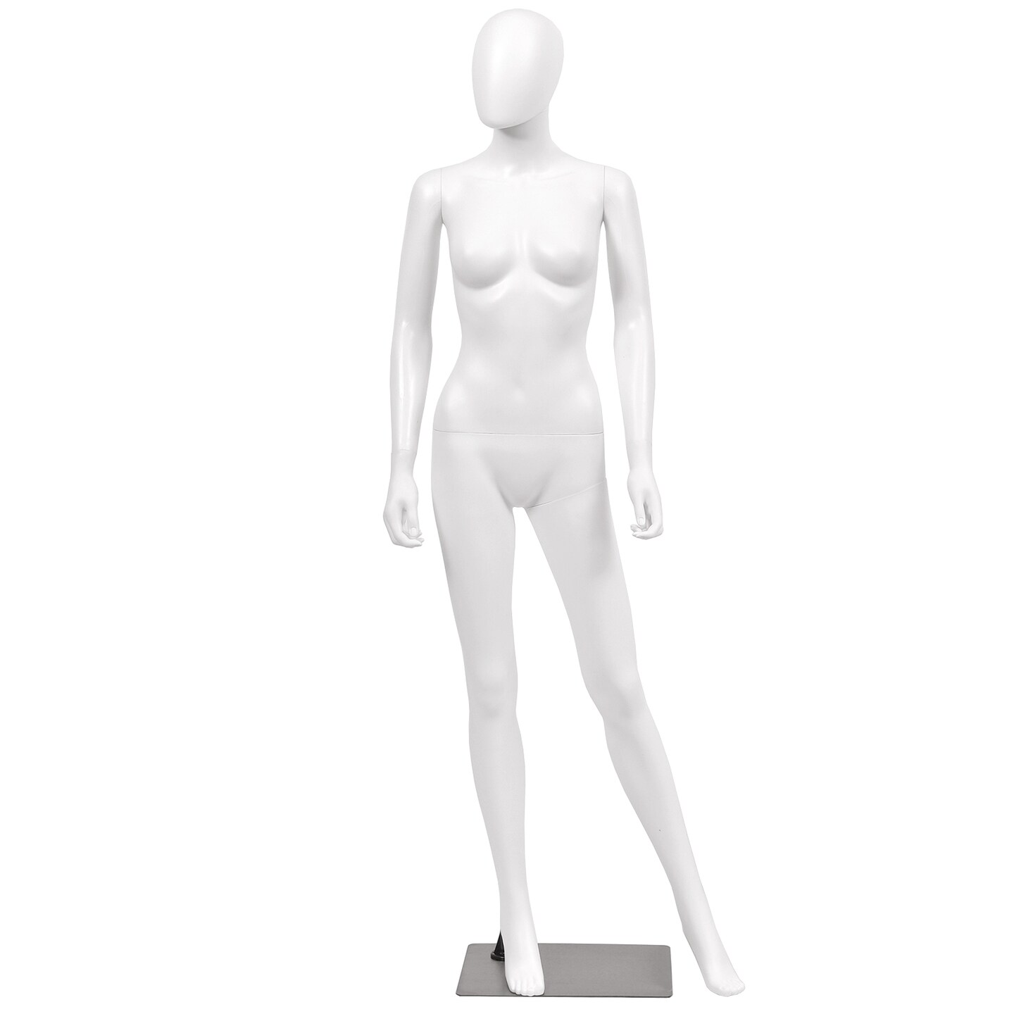 White 5.8 Feet Full Body Female Mannequin Egghead Manikin with Metal Stand