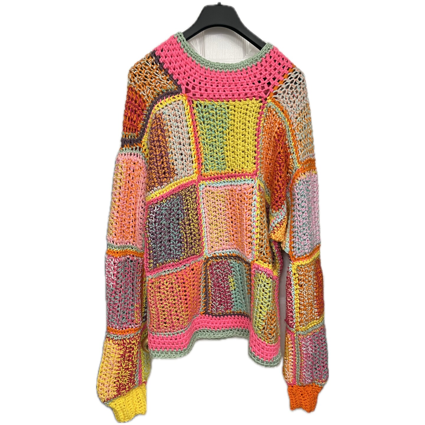 Sweater Crocheted Oversized Bright Neon Dopamine Colors Long