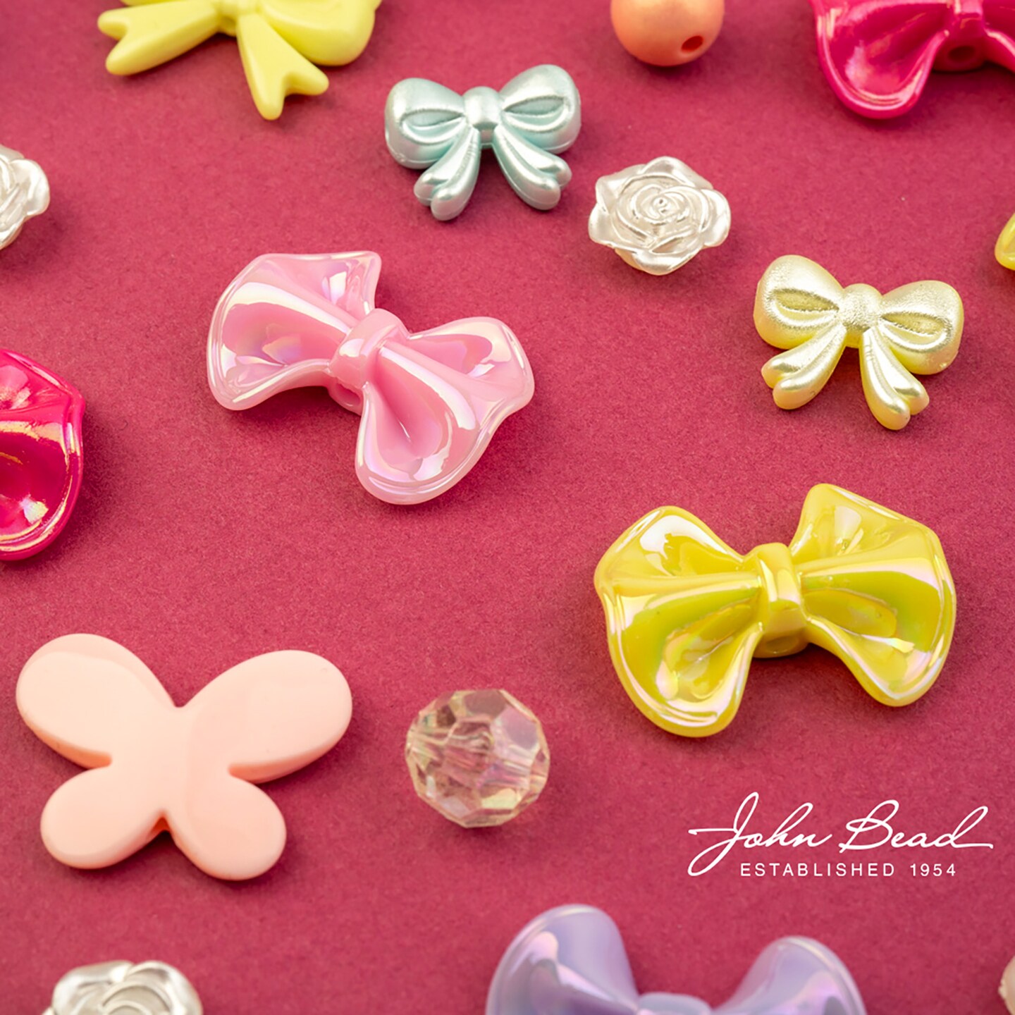 John Bead Super Cute Assorted Acrylic Bow Beads