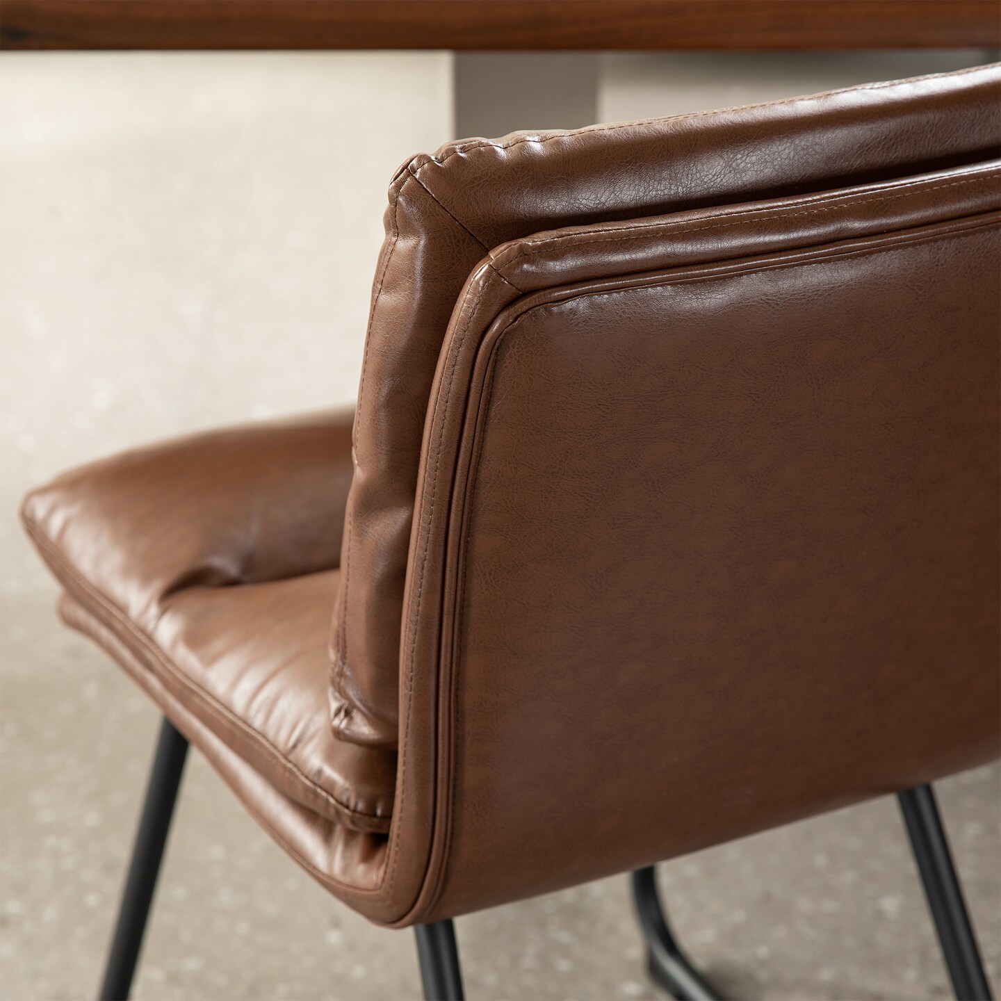 Set of 2/4 Mid-Century Modern Leatherette Solid Back Dining Chair with V-shaped Solidwood Legs