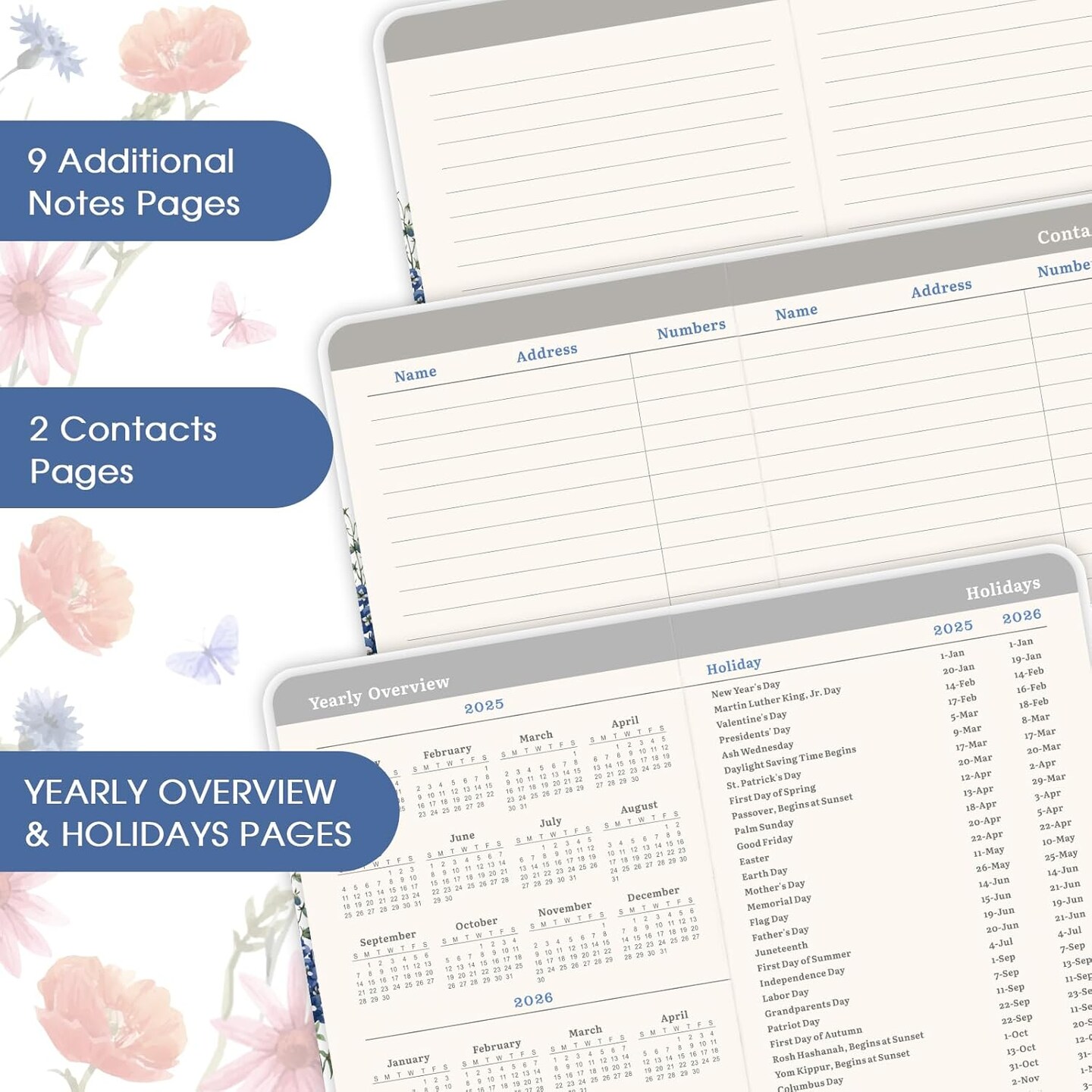 Pocket Calendar 2025-2026 - Pocket Planner 2025-2026 for Purse, Academic Planner 2025-2026 from Jul. 2025 - Jun. 2026, 6.3&#x27;&#x27;&#xD7;3.8&#x27;&#x27;, Weekly &#x26; Monthly Planner with Pen Loop - Floral