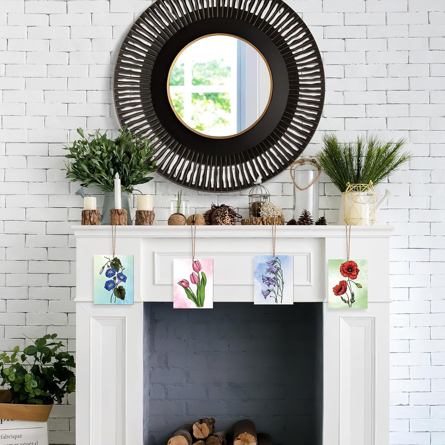 10 Pieces Large Flowers Unfinished Wood Crafts to Paint for Adults and Kids, Bulk Predrilled Wooden Ornaments for Painting, Tulips Flower Paintable Wood Slices Craft Supplies with Ropes