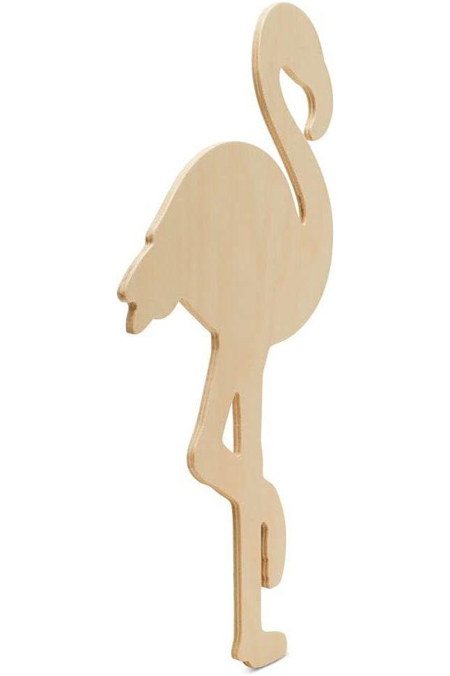 14&#x22; Unpainted MDF Flamingo Wood Cut Out