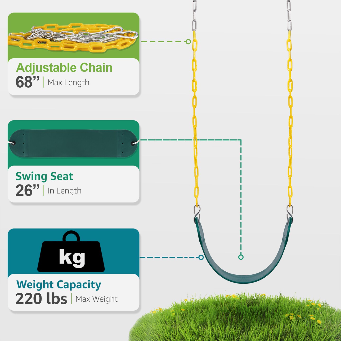 Sorbus Heavy Duty Swing Seat with Snap Hooks - Playground Swing for Kids Outdoor Play