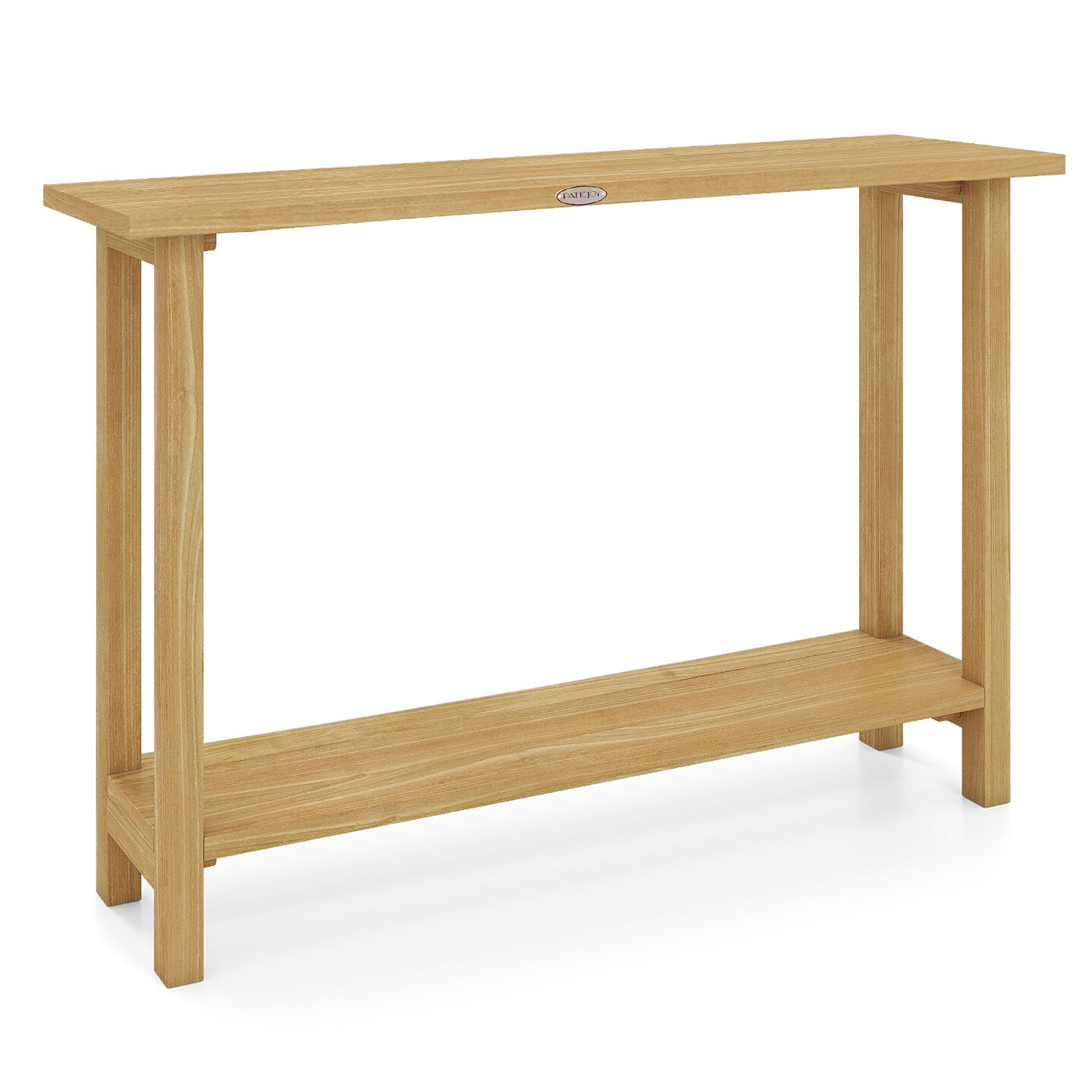 Natural Teak Wood Console Table 47-Inch Solid Wood with Open Shelf
