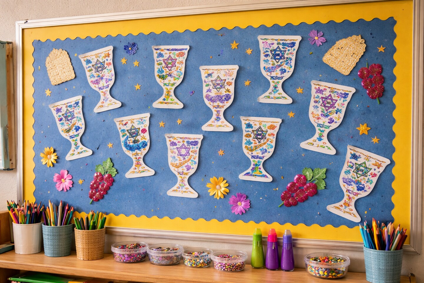 Kos Shel Eliyahu Cup Cutout 3.5" – 20 Pack Passover Elijah’s Cup Craft Shapes for Classroom & Pesach Decorations