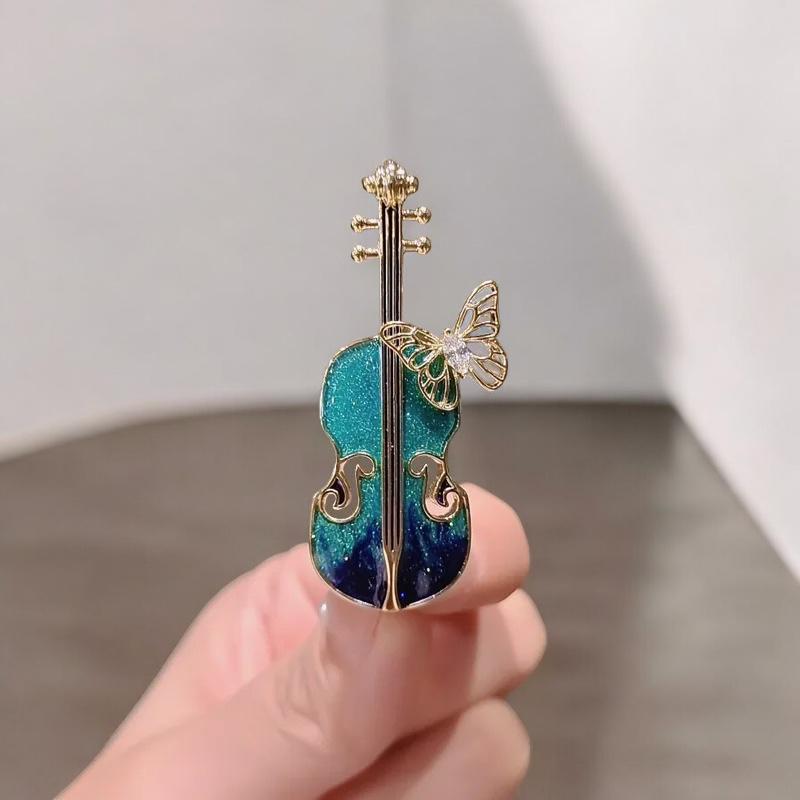 Blue and Green Violin Brooch Elegant Accessory for Musicians and Art Lovers MakerPlace by Michaels