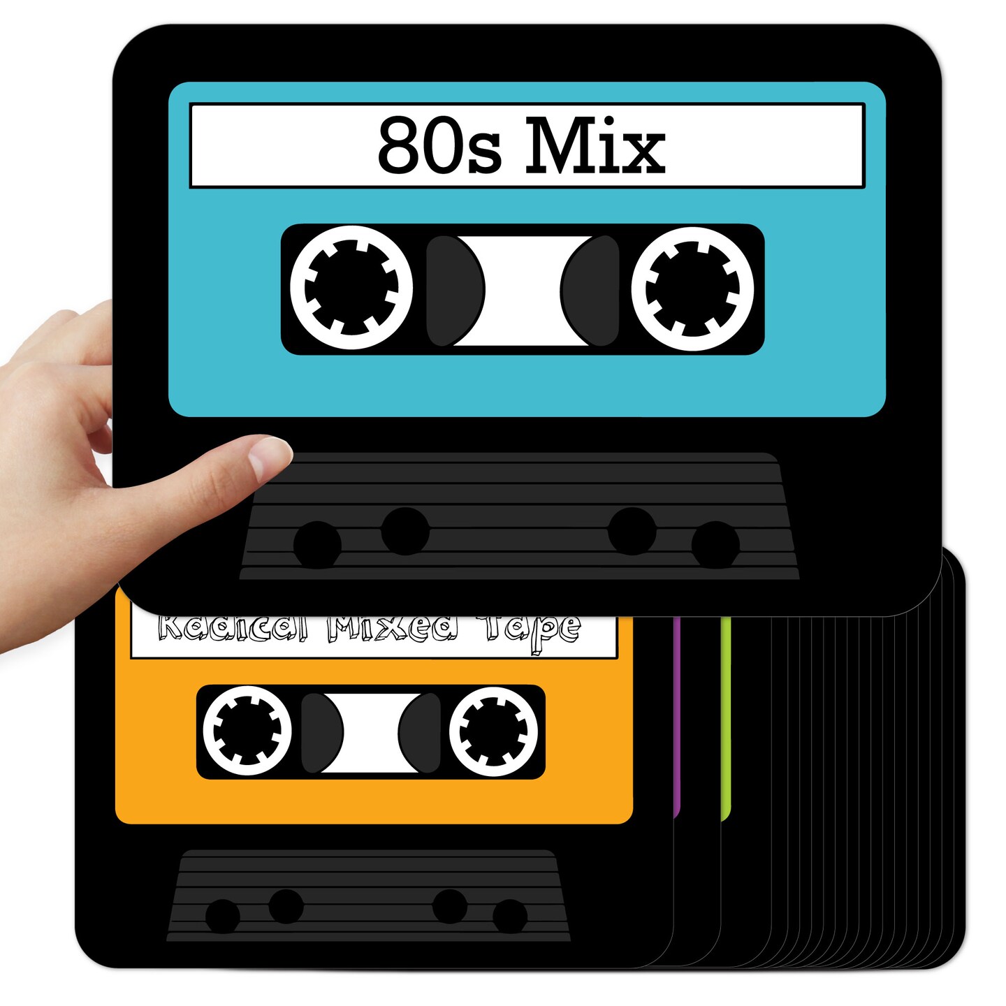 Big Dot of Happiness 80's Retro - Assorted Cassette Tape Decorations DIY Totally 1980s Large Party Essentials - Set of 20