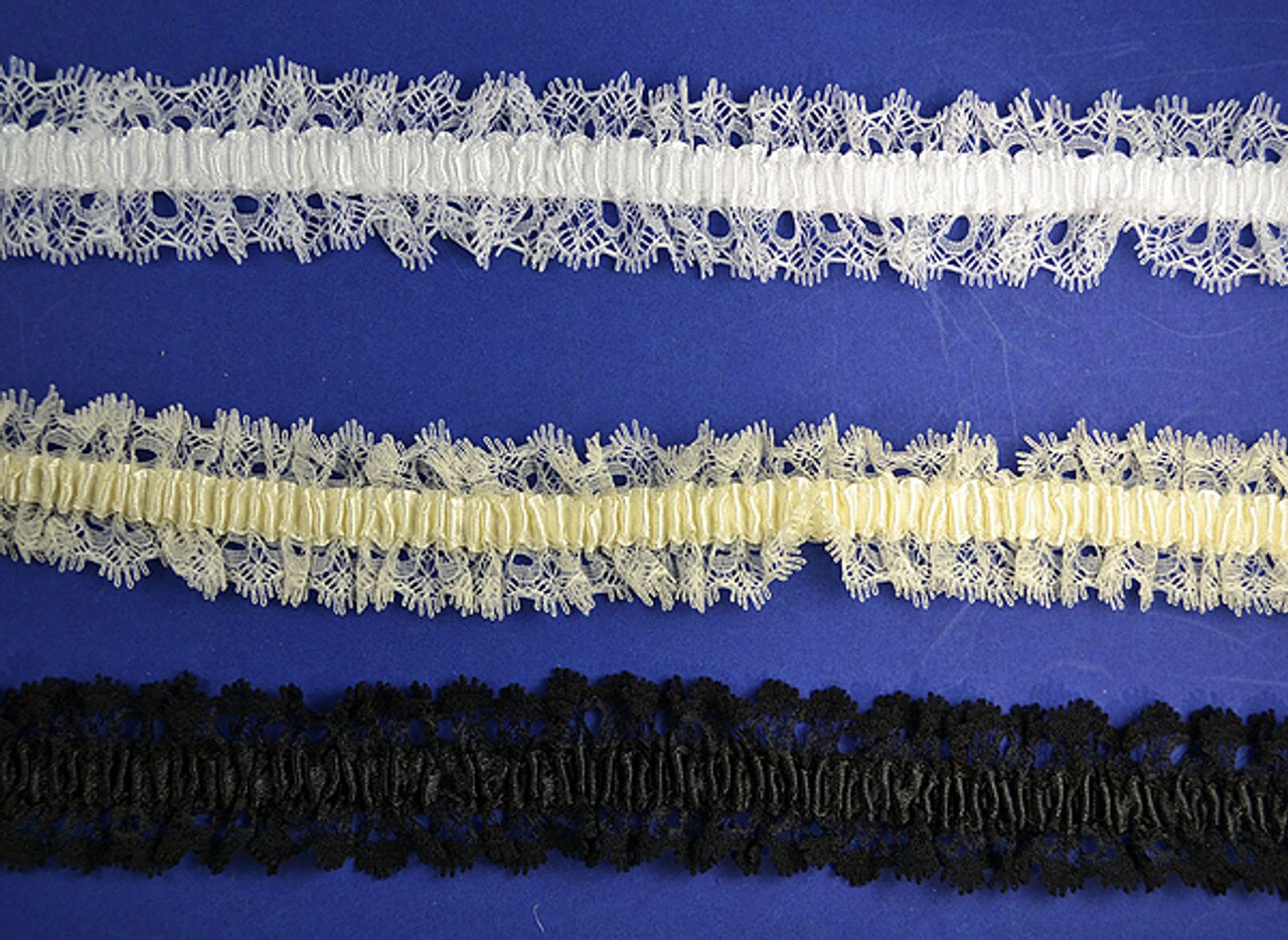 1.5&#x22;x 20 Yards Black Stretch Satin Lace Trim