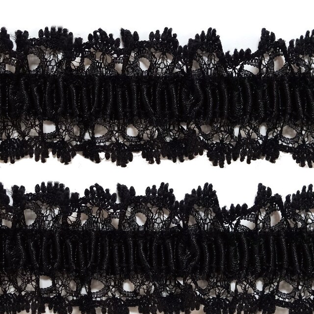 1.5&#x22;x 20 Yards Black Stretch Satin Lace Trim