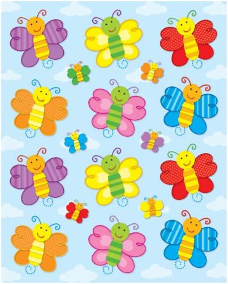 Butterfly Shape Stickers, Colorful Assorted Designs, 72 Count – Classroom & Craft Stickers