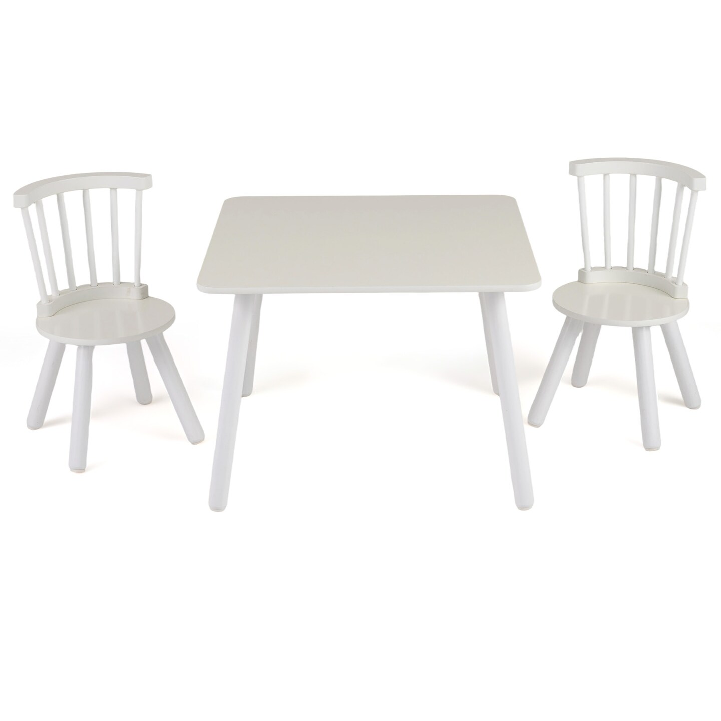 Wooden Kids Table and Chairs Set 3-Piece with Pine Wood Construction